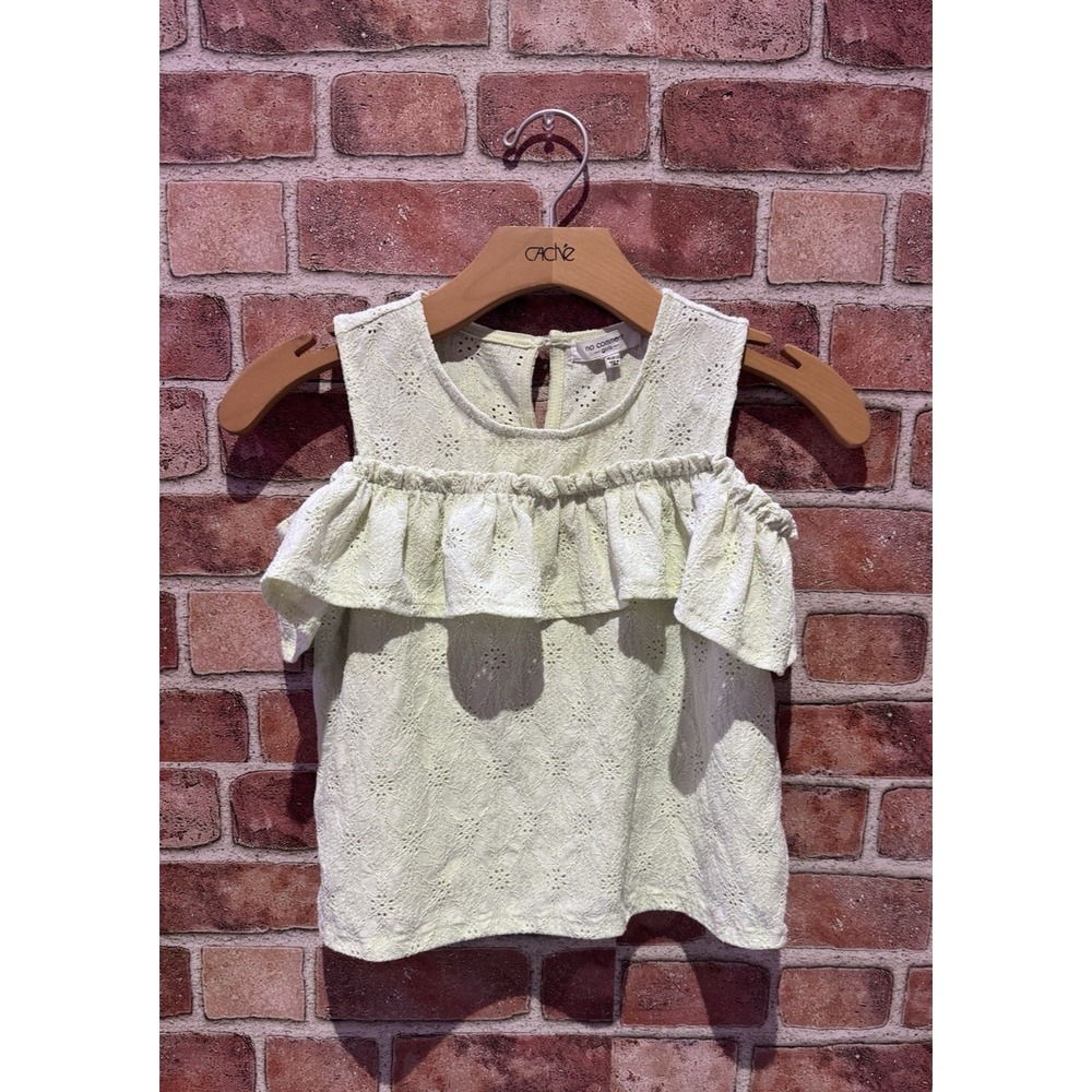 No Comment Top Girls Toddler M 10-12 Sleeveless Pastel Green Embroidery Ruffle‎